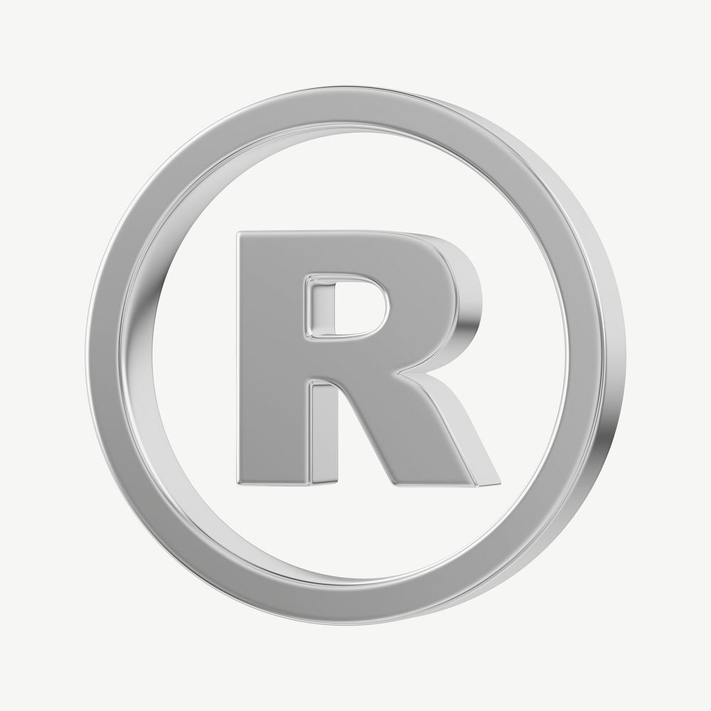 Silver   registered trademark symbol, 3D collage element psd