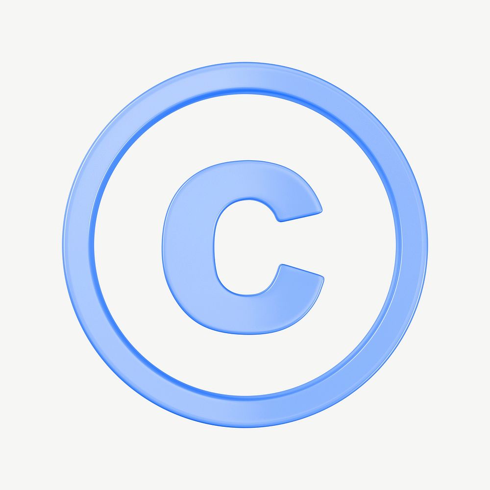 Blue copyright symbol, 3D collage element psd