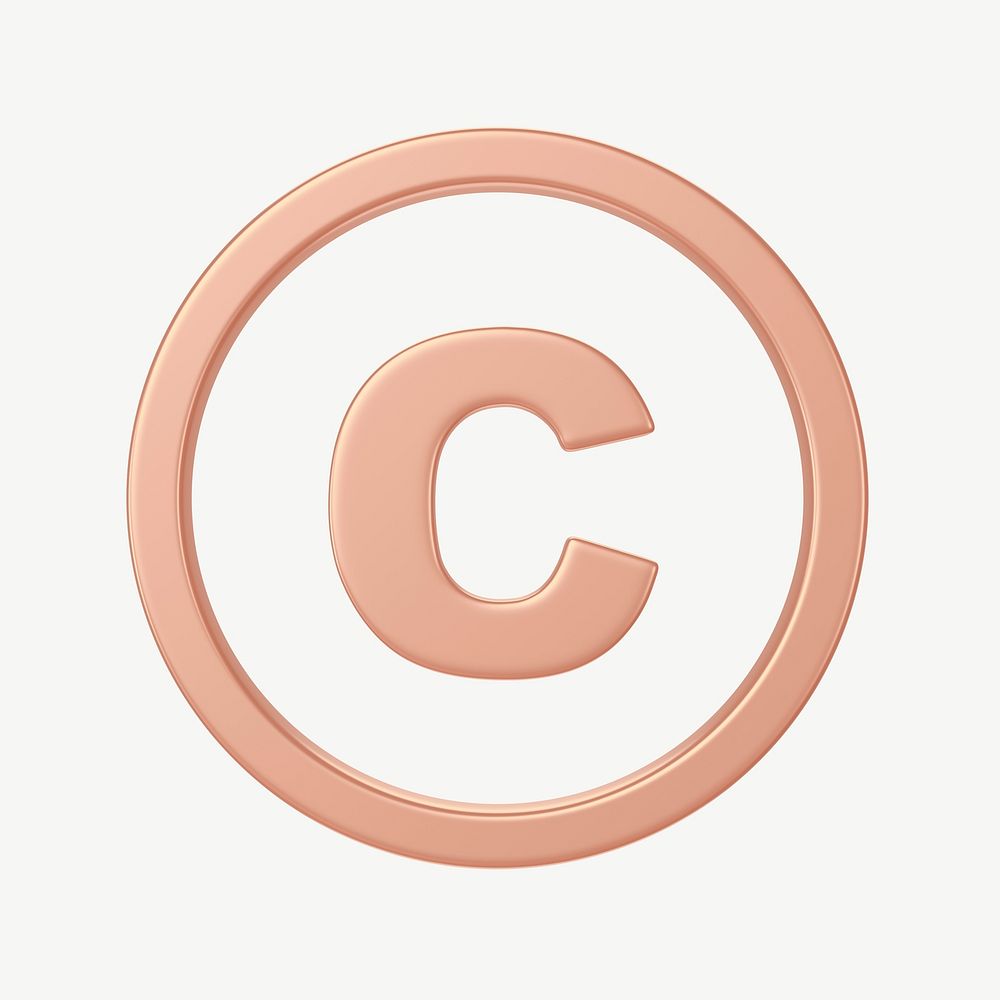 Pink gold copyright symbol, 3D collage element psd