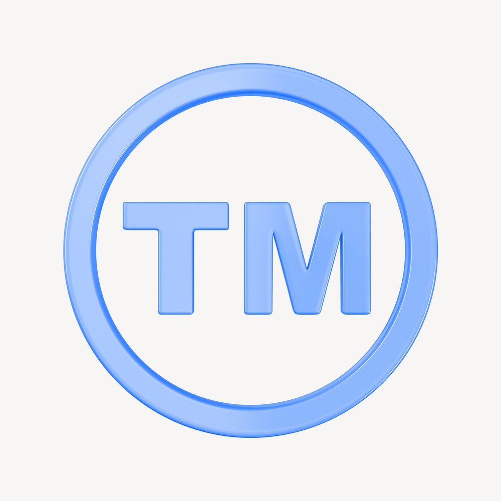 Blue trademark symbol, 3D rendering graphic
