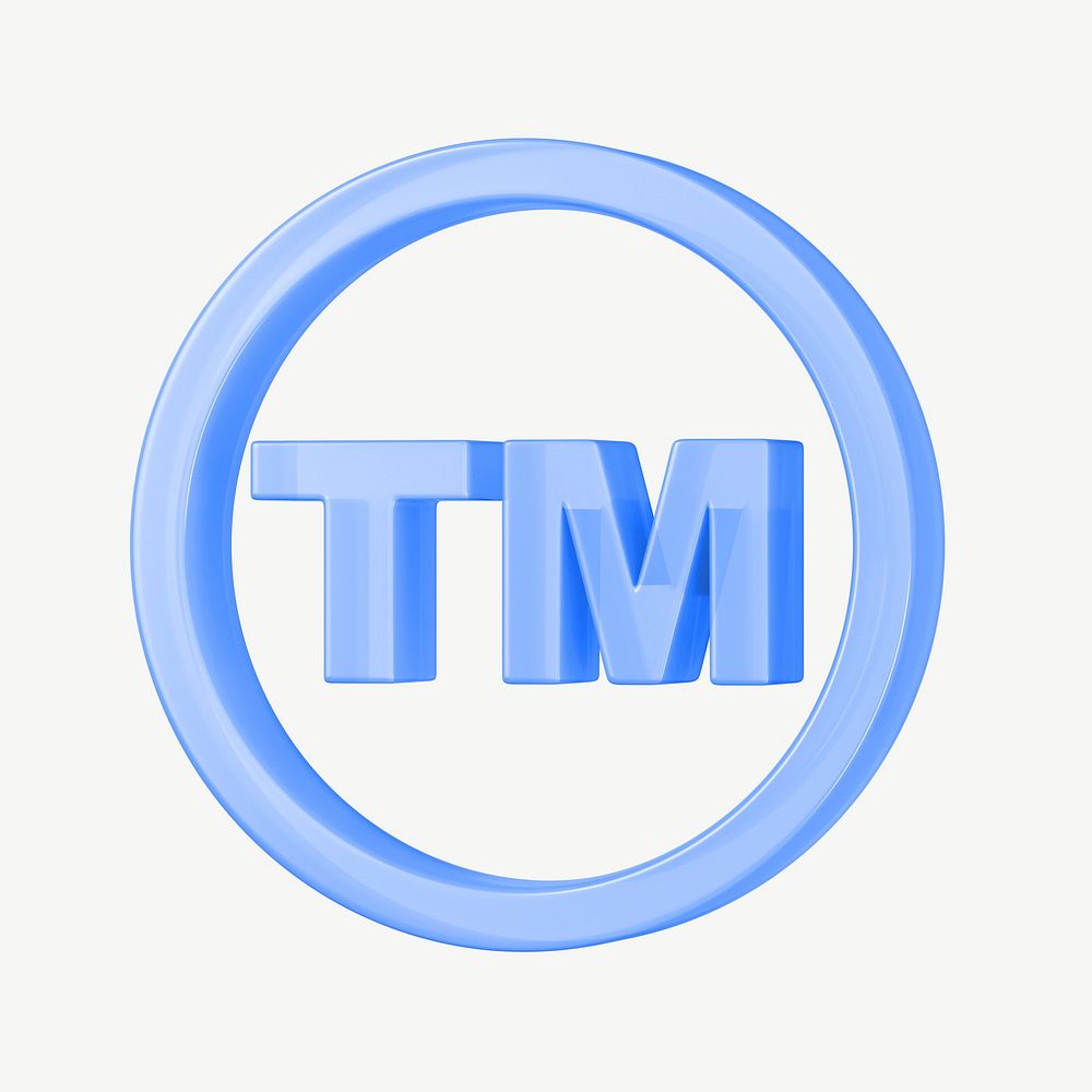 Blue trademark symbol, 3D collage element psd