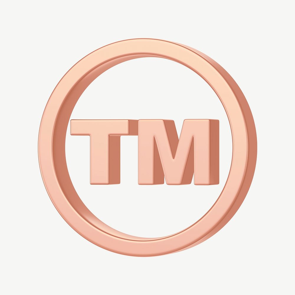 Pink gold trademark symbol, 3D collage element psd