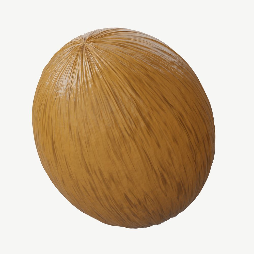 3D coconut fruit, collage element psd