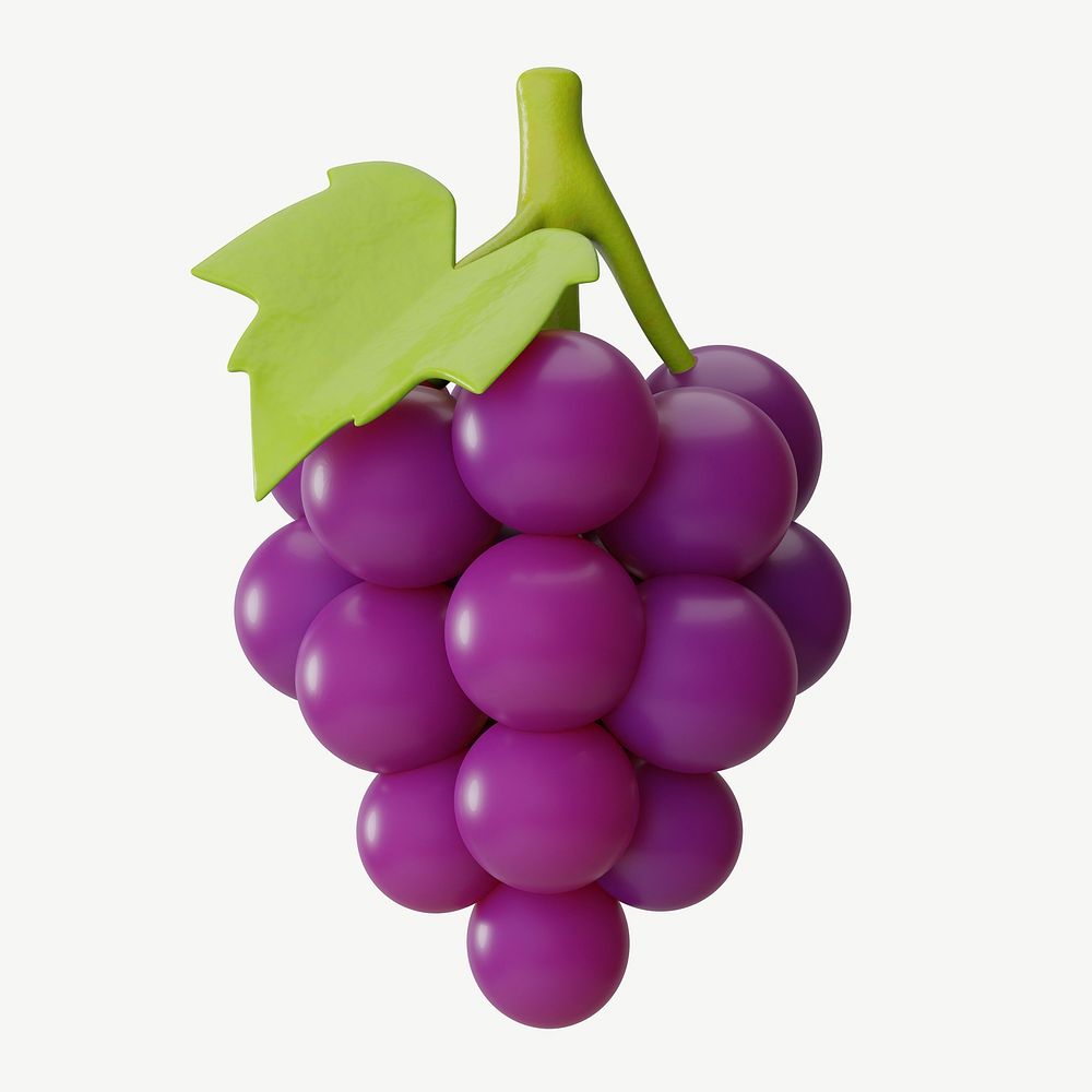 3D grapes fruit, collage element psd