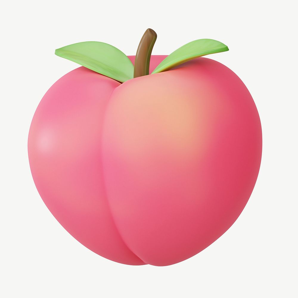 3D peach fruit, collage element psd