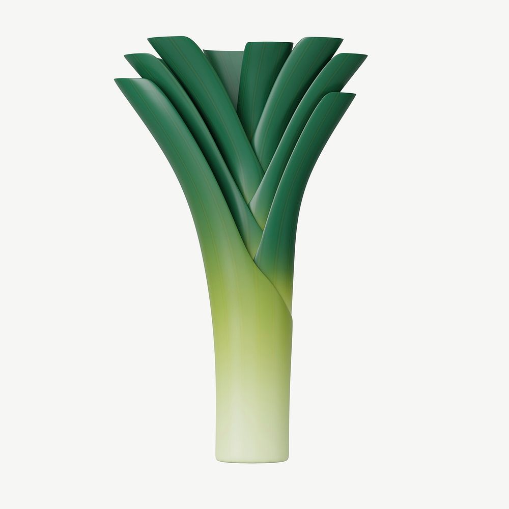 3D leek vegetable, collage element psd
