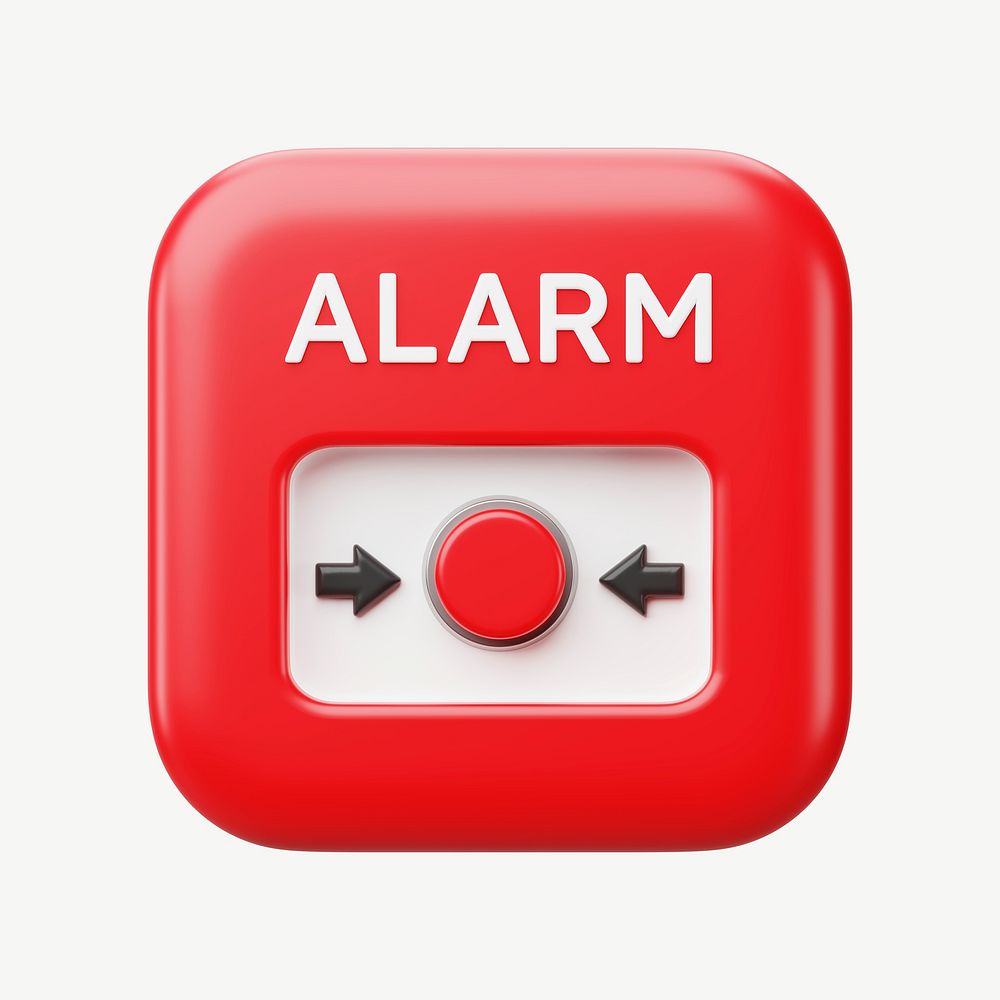 3D emergency alarm button, collage element psd