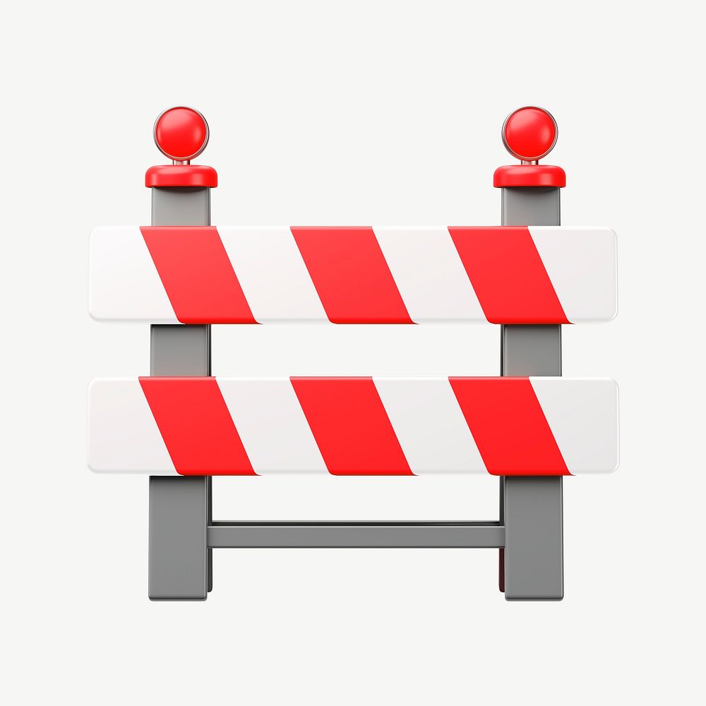 3D road block barricade, collage element psd