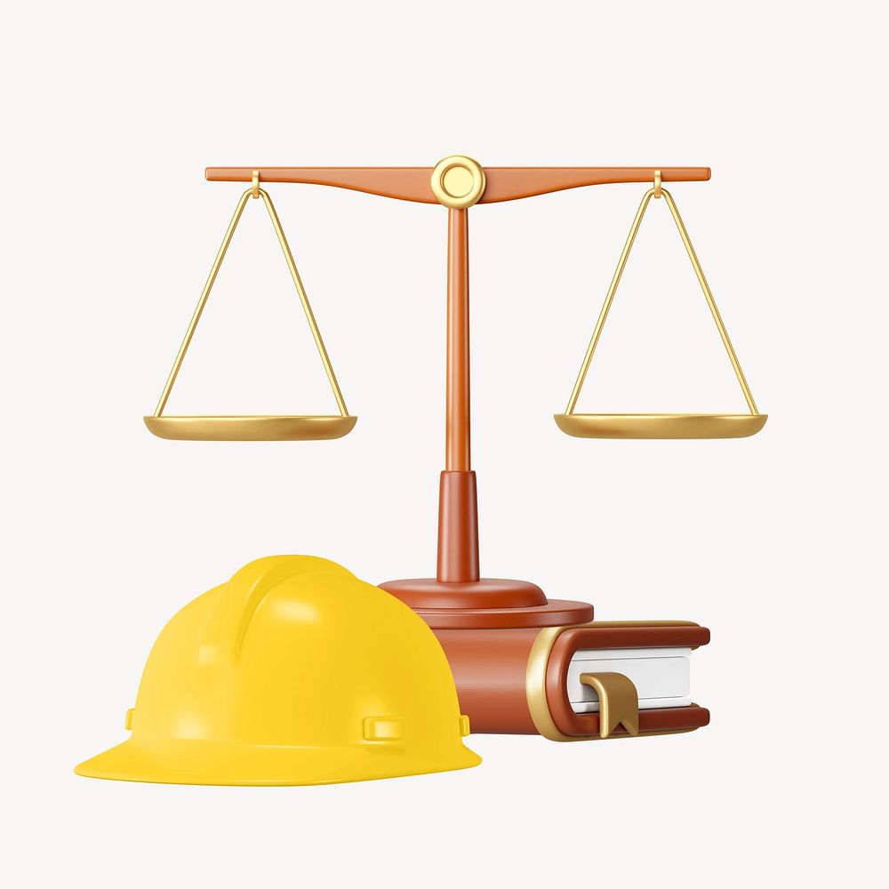 Employment lawyer remix, 3D scale and helmet illustration