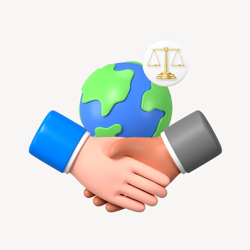 Environmental law, 3D business handshake remix