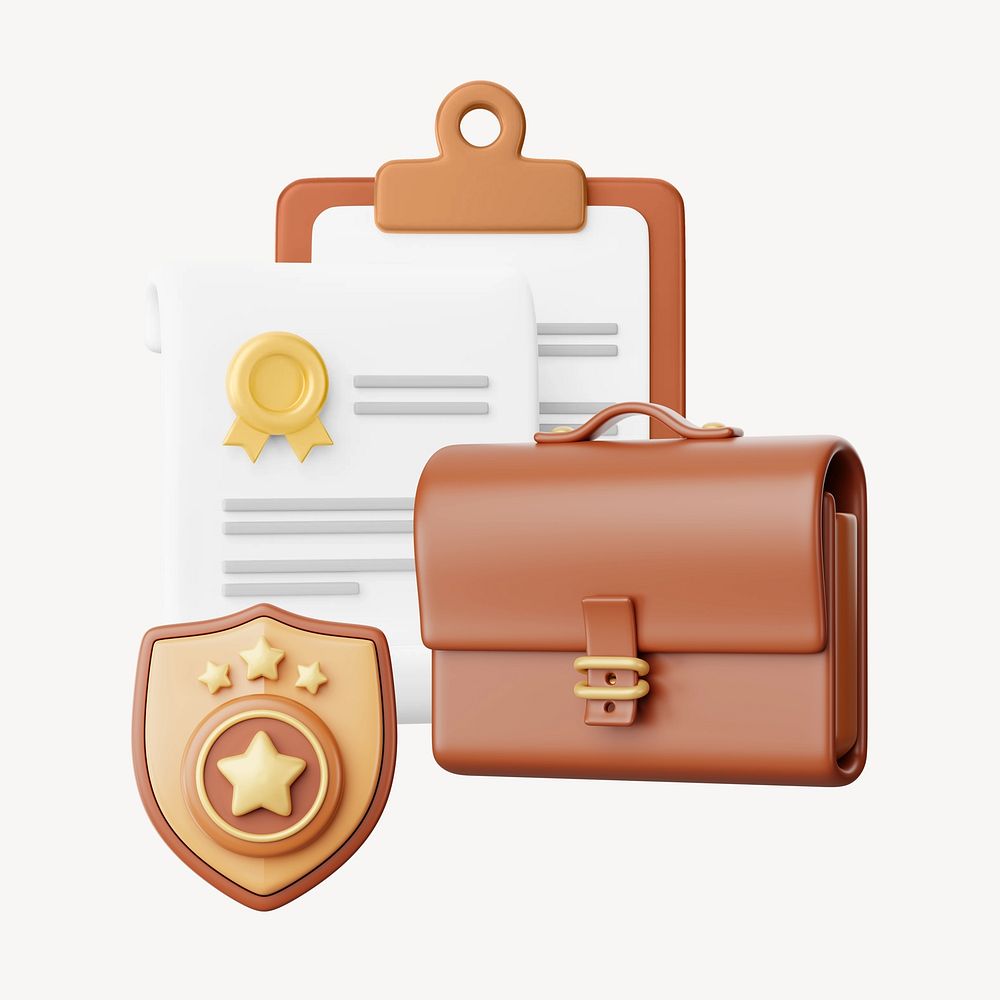 3D police career, briefcase & badge, job remix