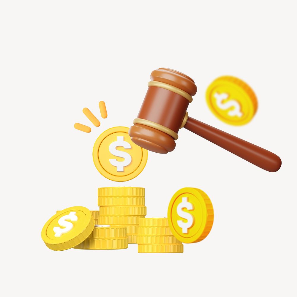 3D tax law remix, gravel and money illustration