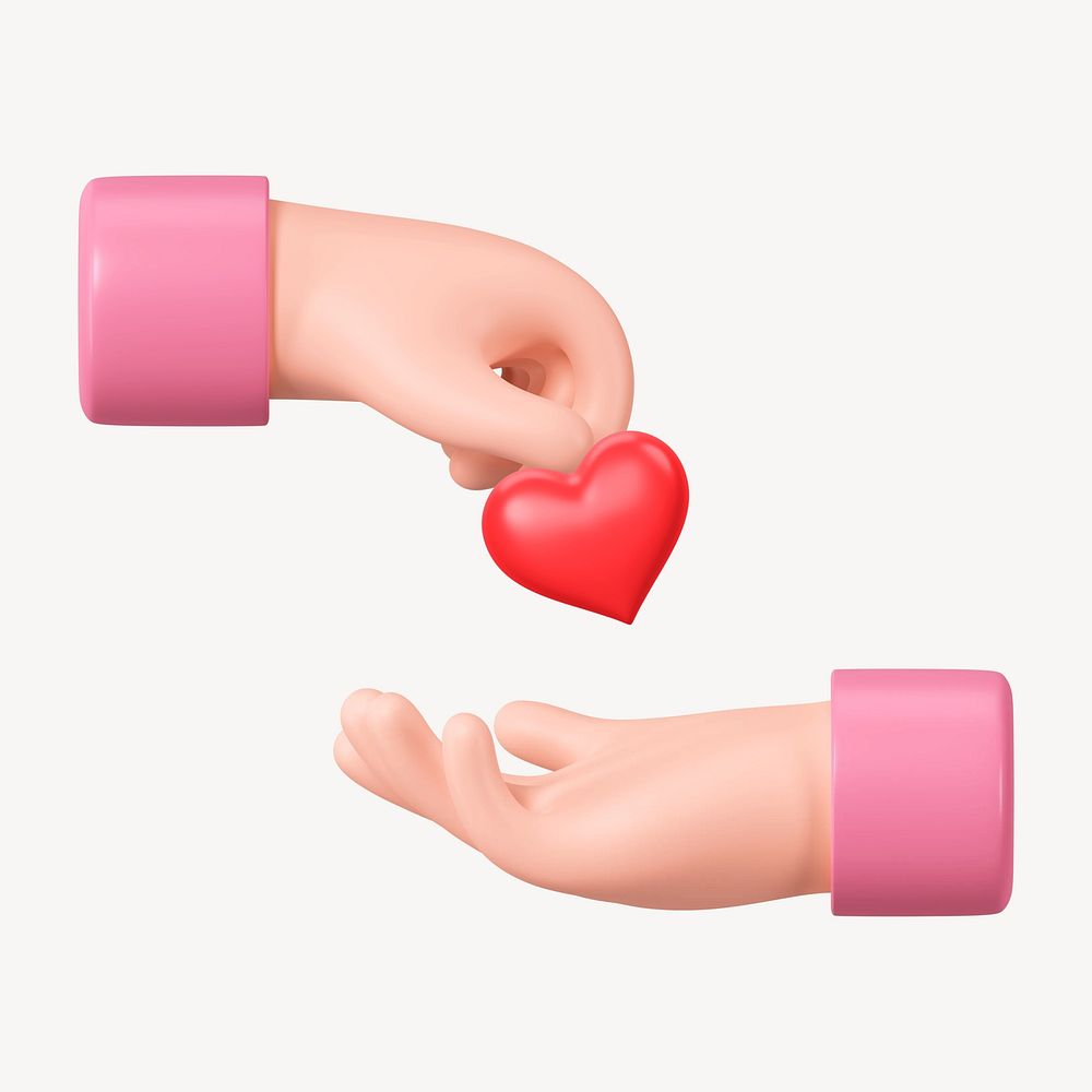 Hand giving heart, 3D love remix