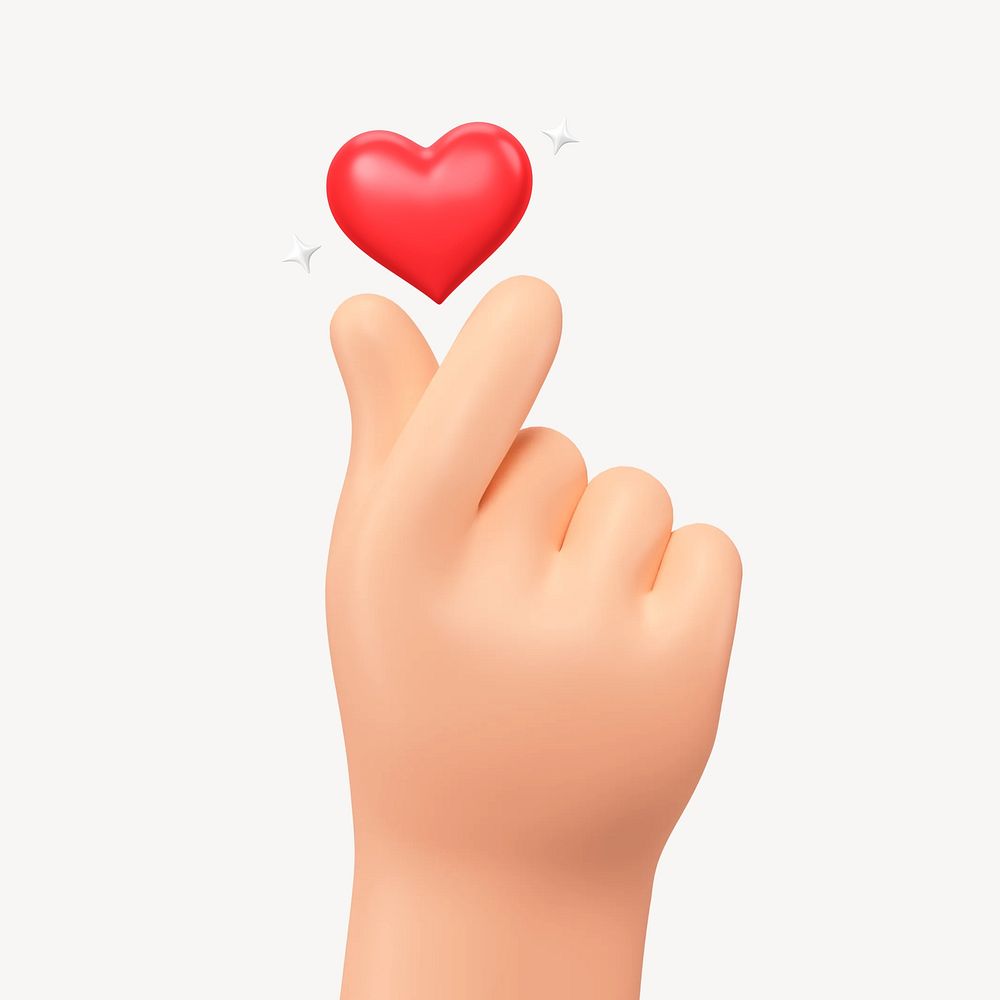 Mini heart hand, 3D Valentine's celebration remix