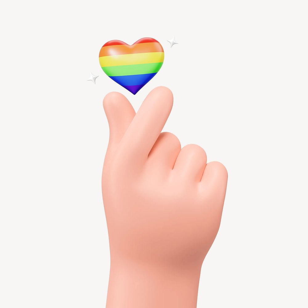 Pride month celebration, 3D mini heart hand