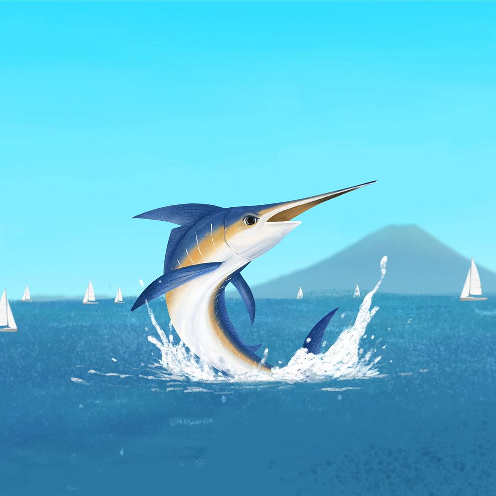 Happy fish background, aesthetic paint illustration