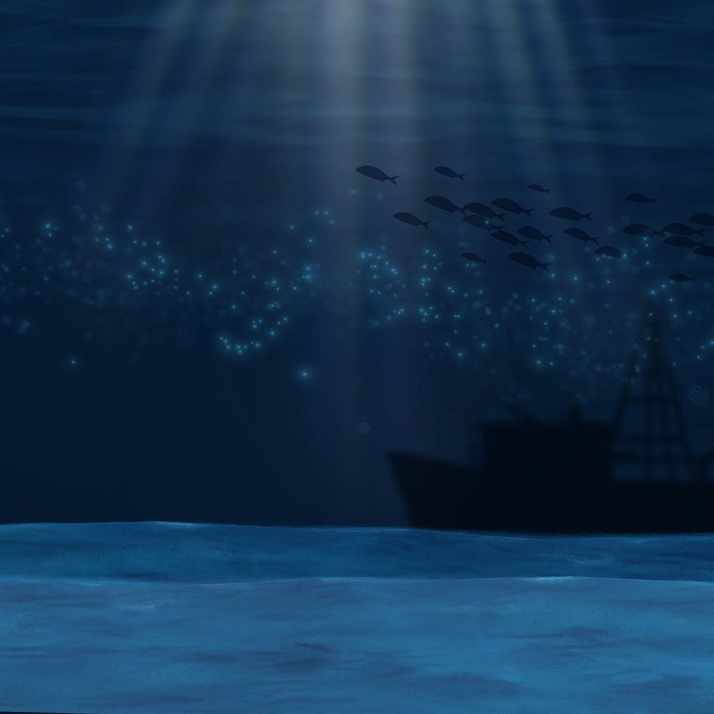 Deep blue ocean background, aesthetic paint illustration