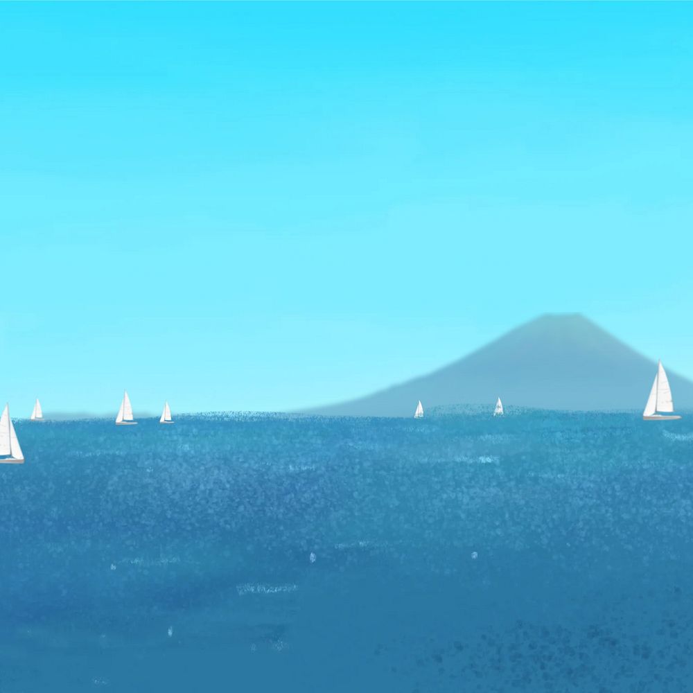 Sailboats at sea background, aesthetic paint illustration