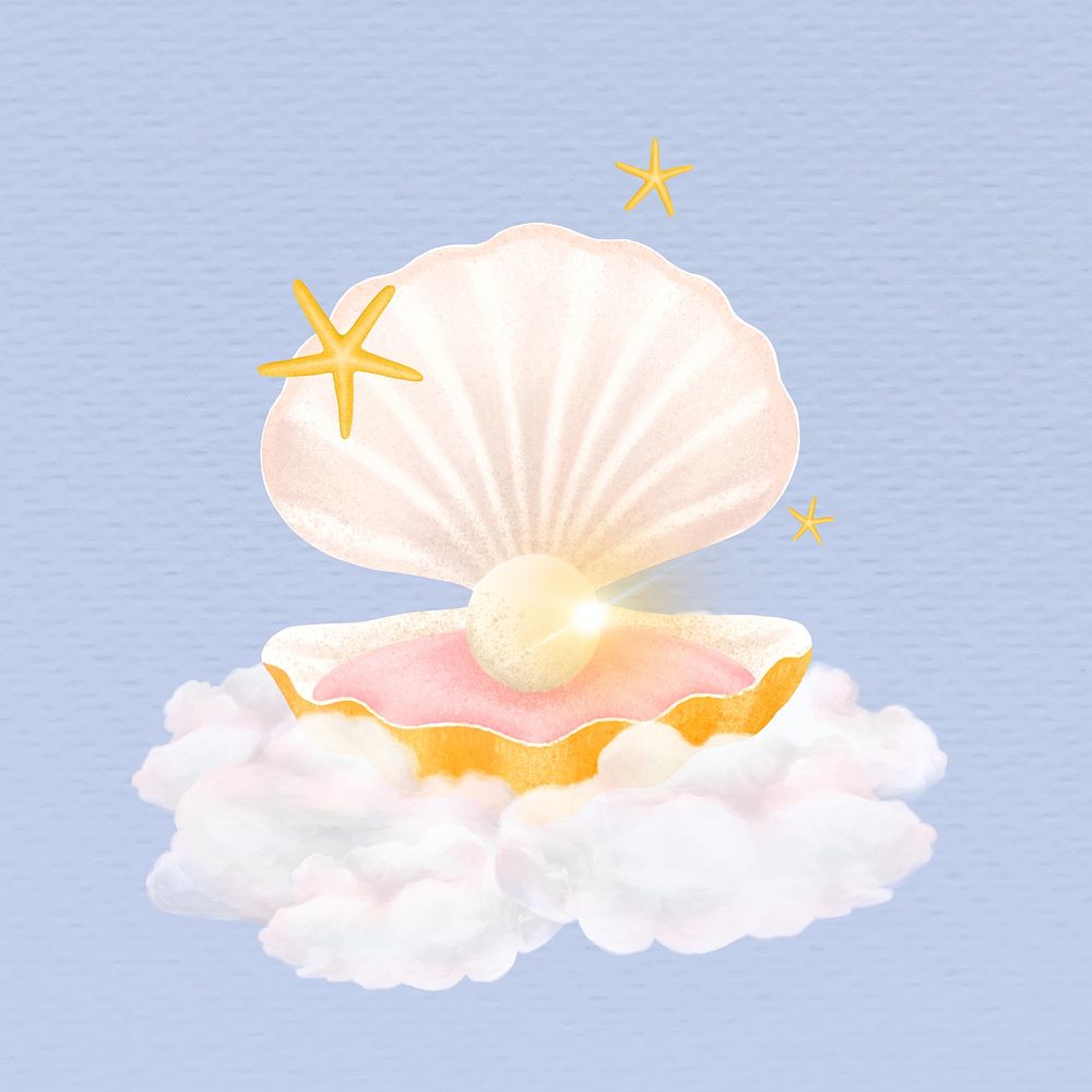 Aesthetic pearl shell, animal illustration