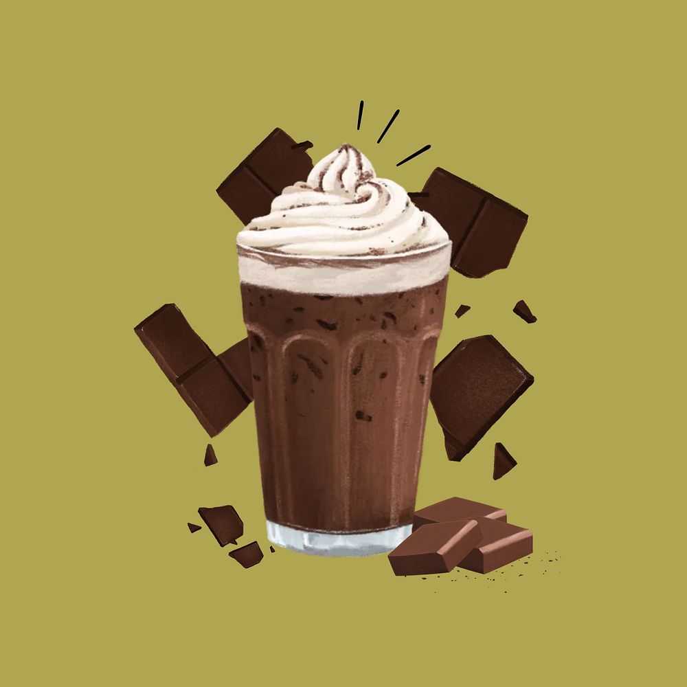 Iced chocolate drink illustration