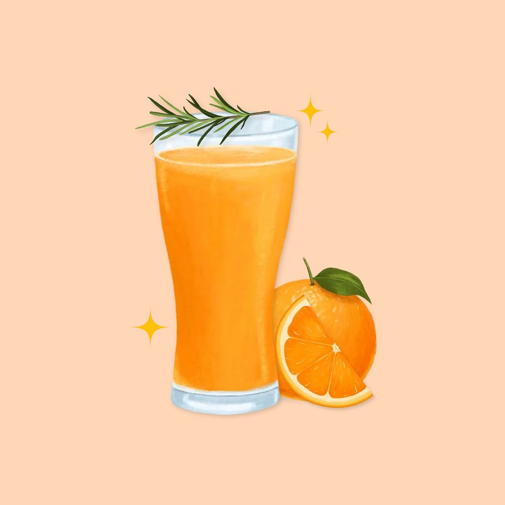 Orange juice, healthy drink illustration