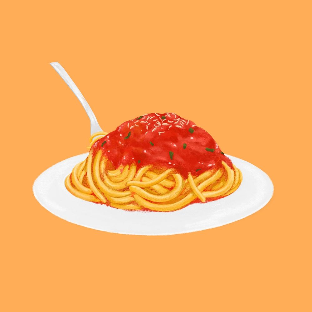 Spaghetti bolognese, food illustration