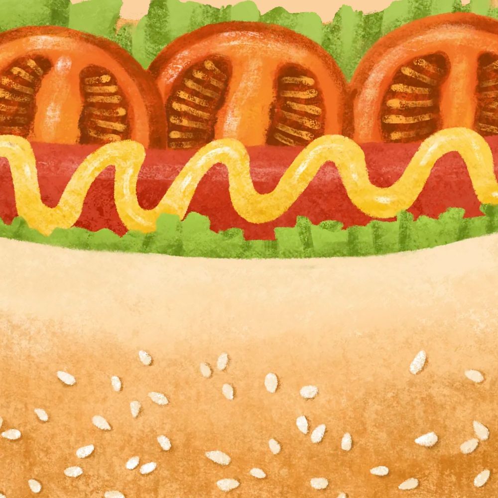 Delicious hot dog background, food illustration