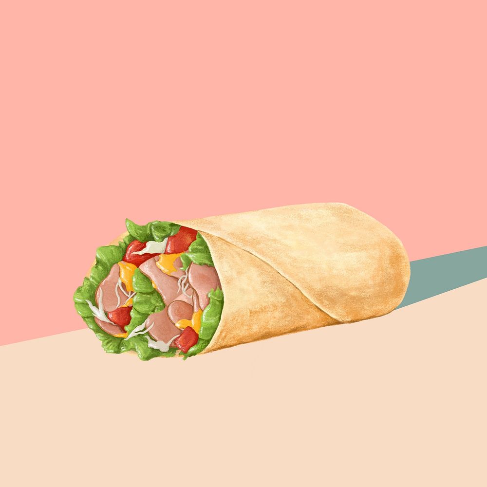 Mexican salad wrap, food illustration