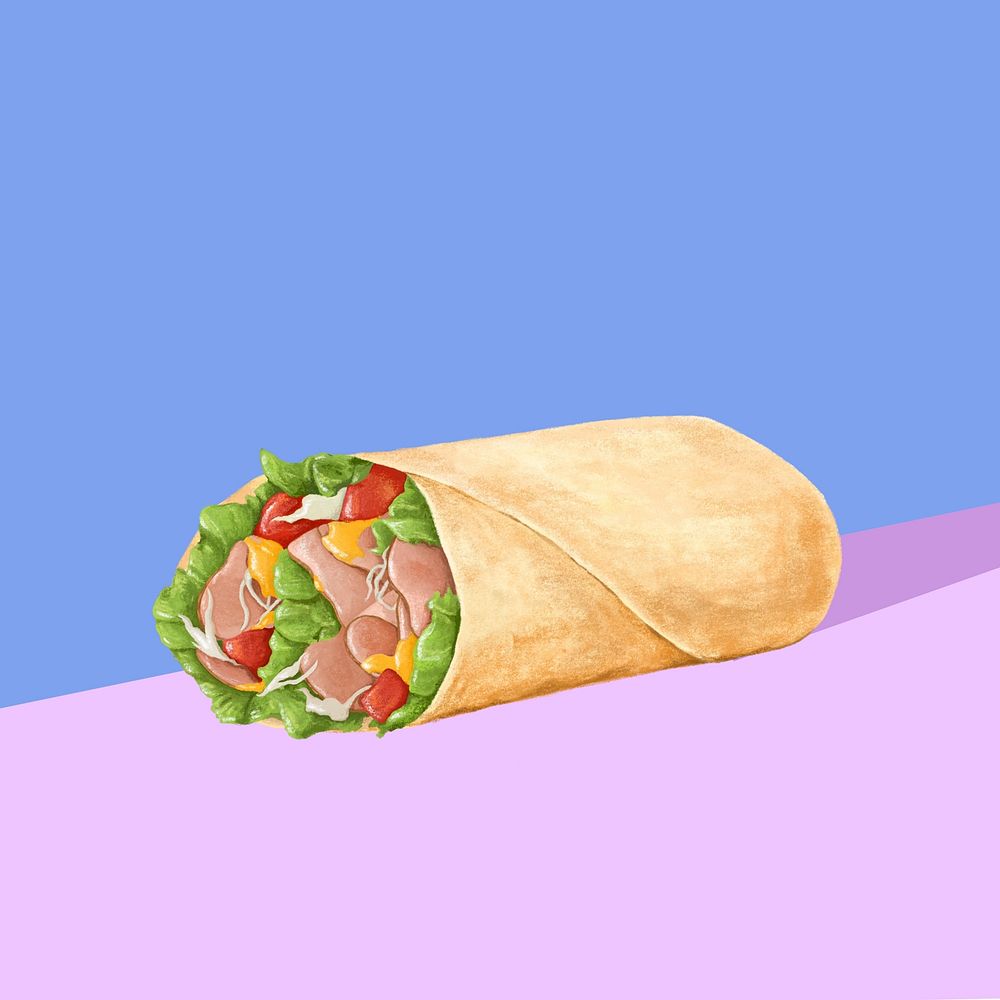 Mexican salad wrap, food illustration