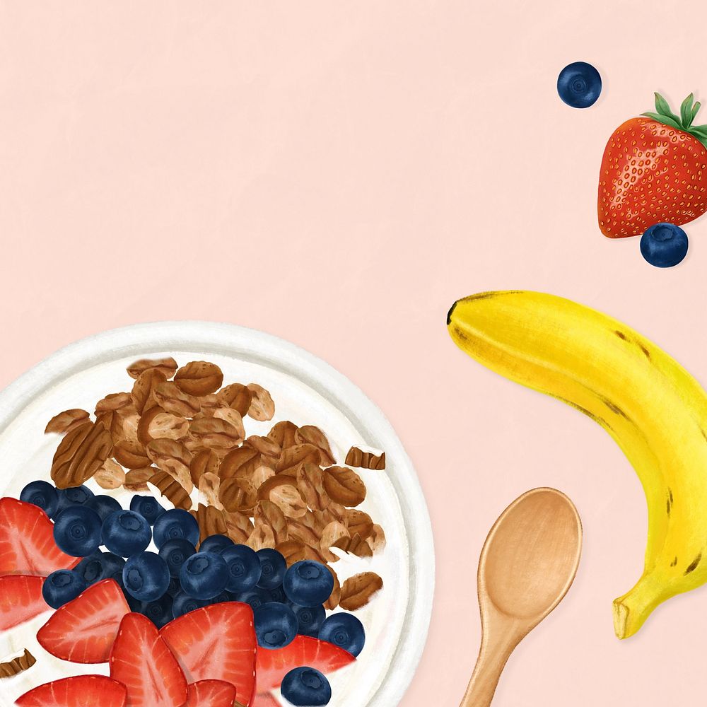 Healthy smoothie bowl background, breakfast food illustration