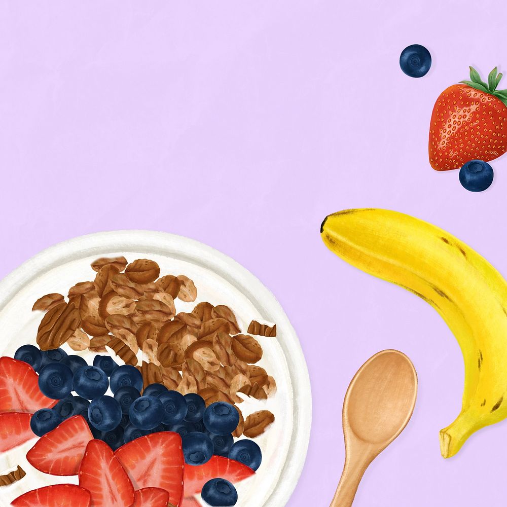 Healthy smoothie bowl background, breakfast food illustration
