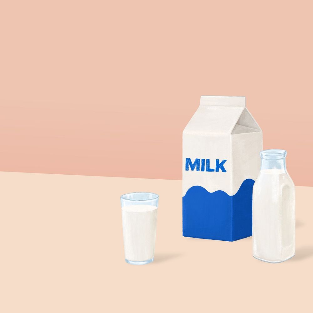 Glass of milk background, drink illustration