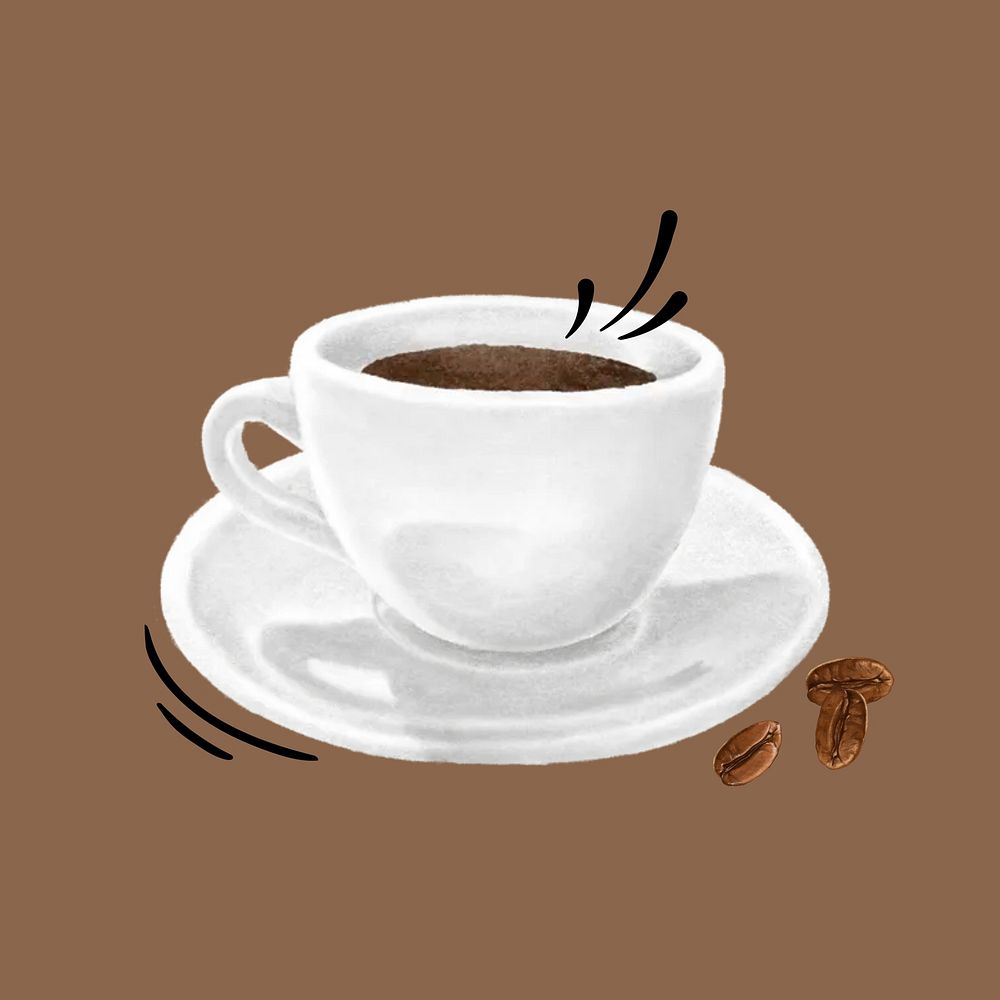 Espresso coffee cup, morning beverage illustration