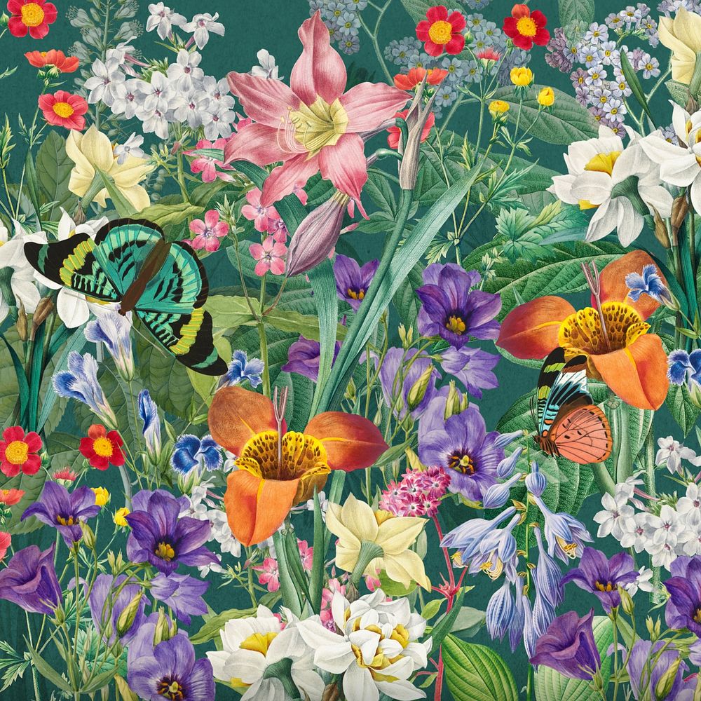 Aesthetic wildflower pattern background, vintage botanical illustration