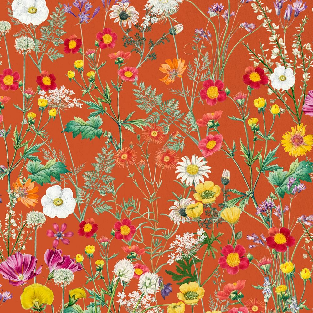 Spring flower pattern background, aesthetic botanical illustration