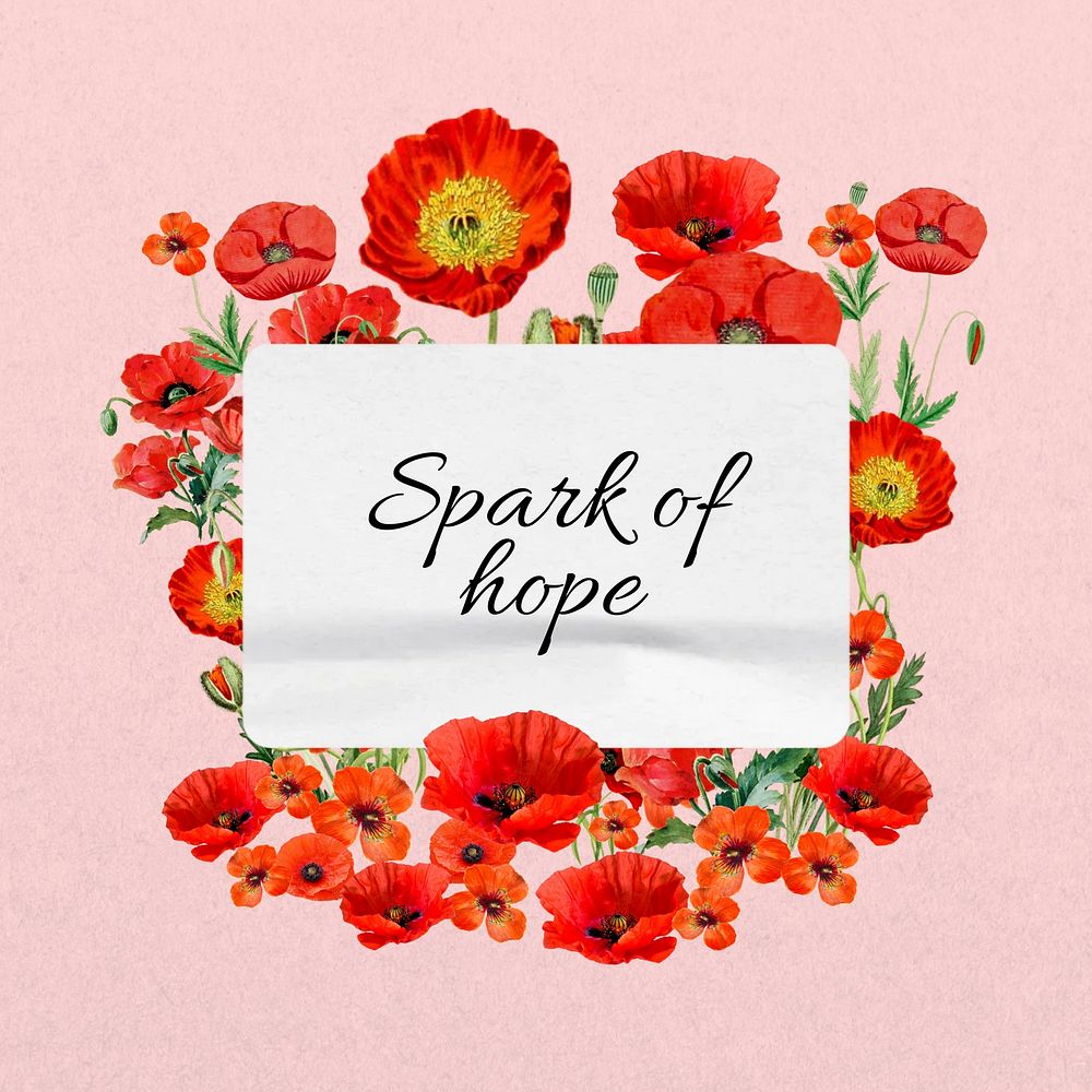 Spark of hope word, aesthetic flower collage art