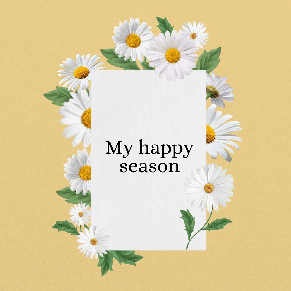 My happy season word, aesthetic flower collage art