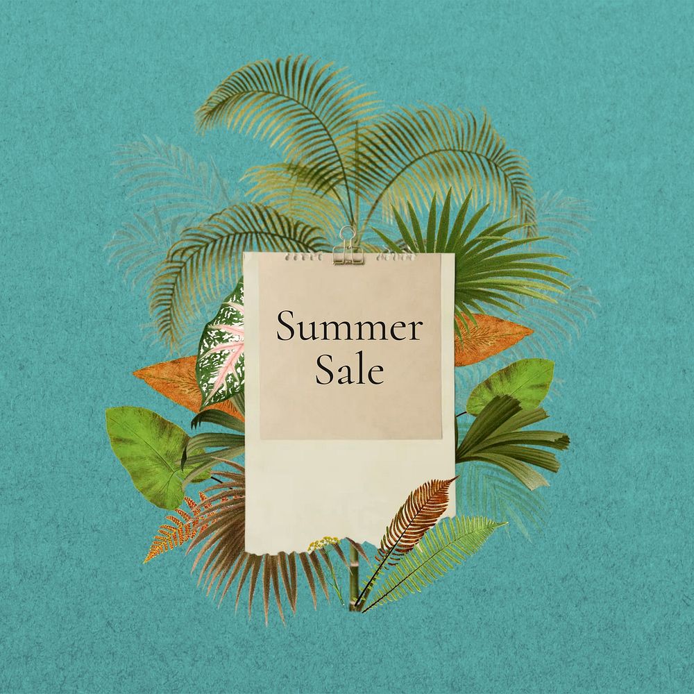 Summer sale word, aesthetic collage art