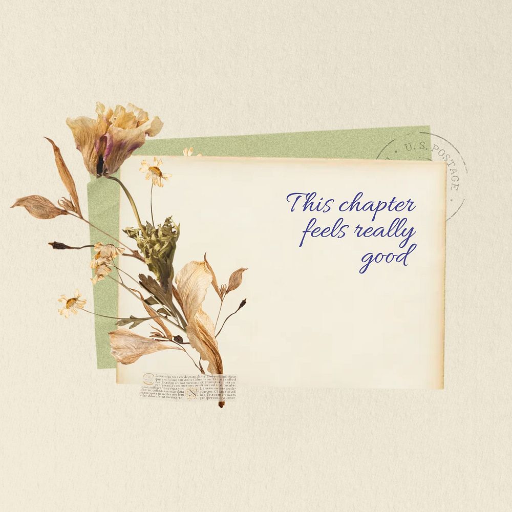 Feel good quote, Autumn flower collage art