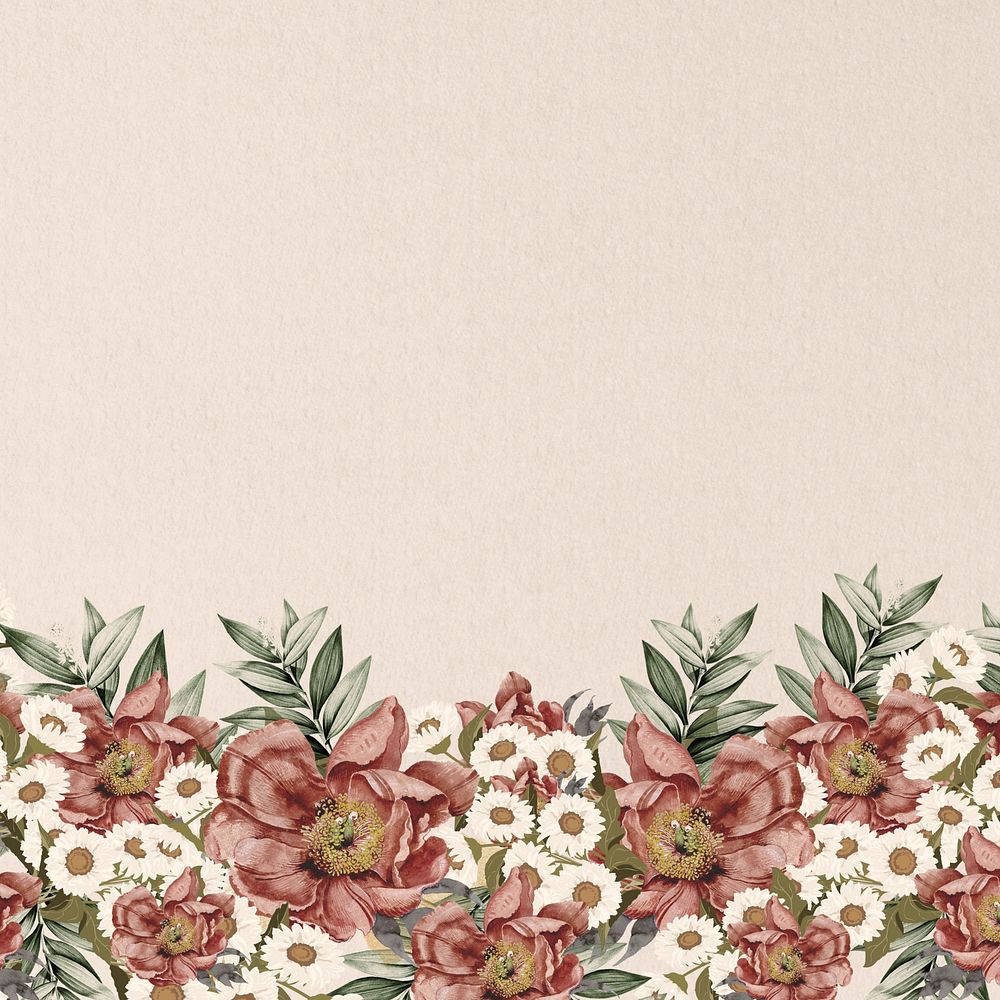 Vintage camellia flower background, beige aesthetic illustration