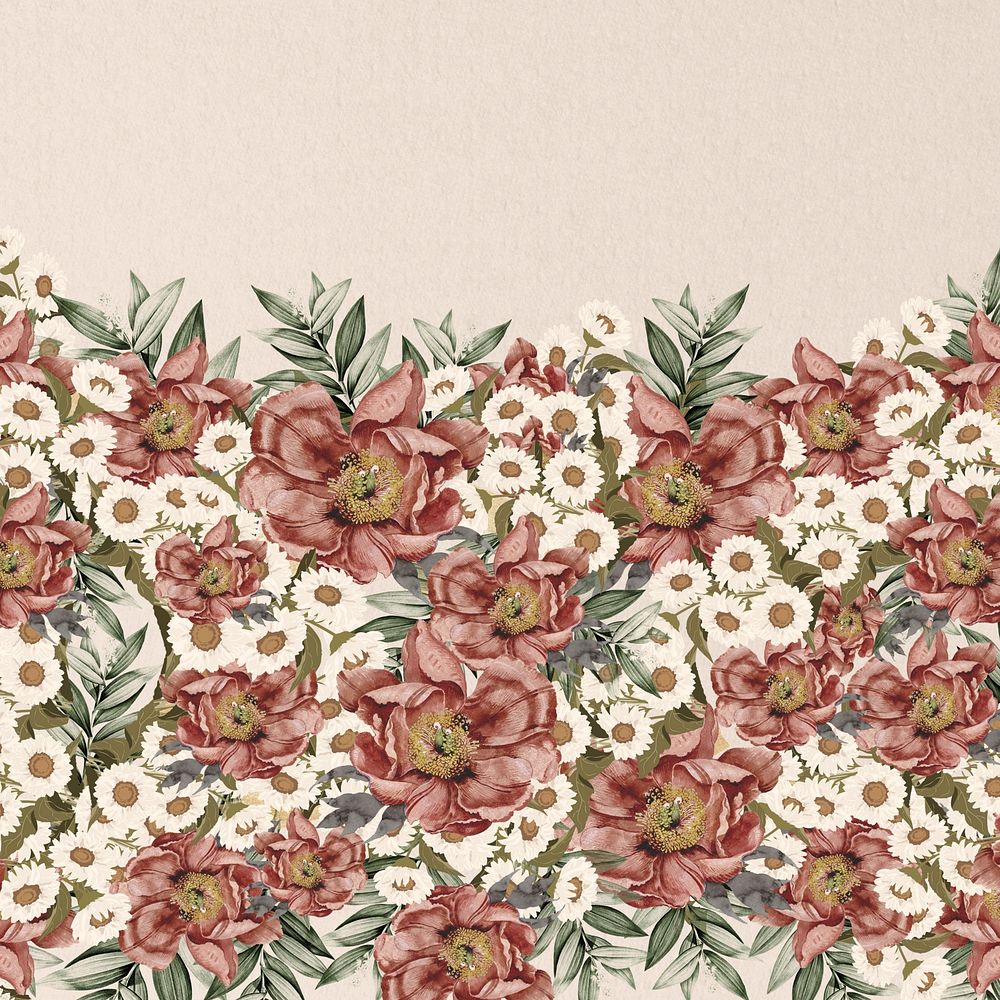 Vintage camellia flower background, beige aesthetic