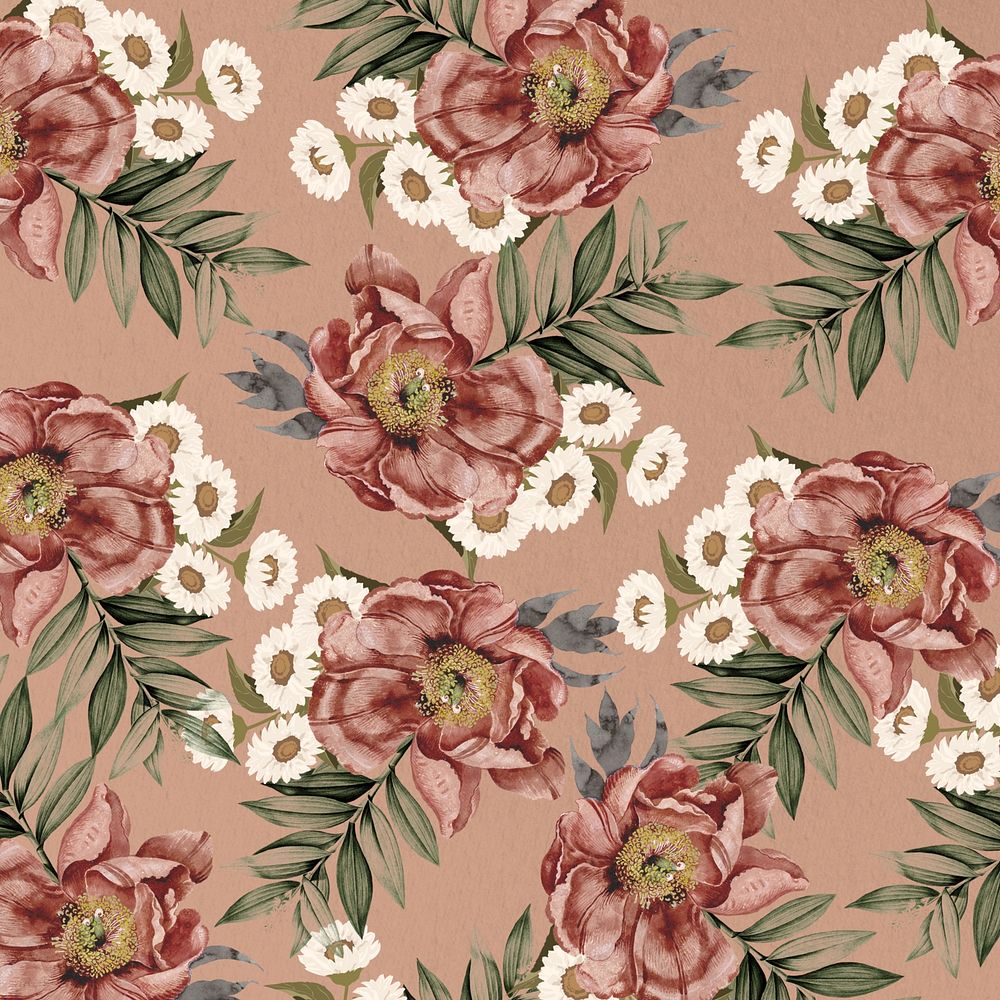 Vintage camellia flower background, aesthetic patterned design