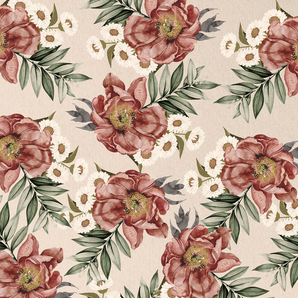 Vintage camellia flower background, aesthetic patterned design