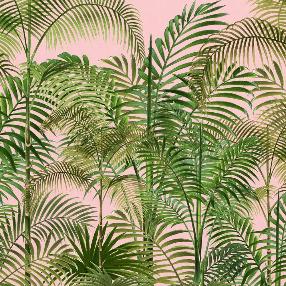 Tropical palm trees pattern, vintage illustration