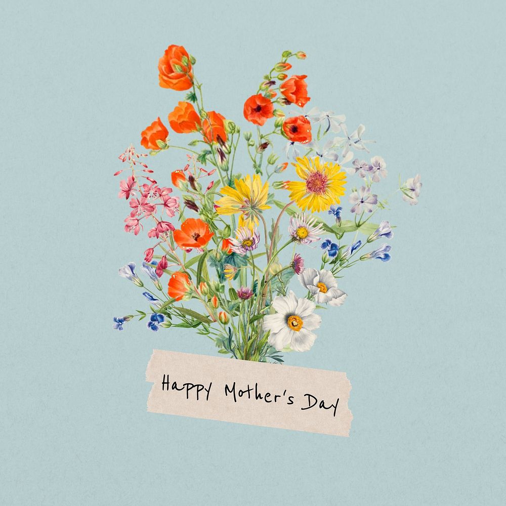 Happy Mother's Day greeting, aesthetic flower bouquet collage art