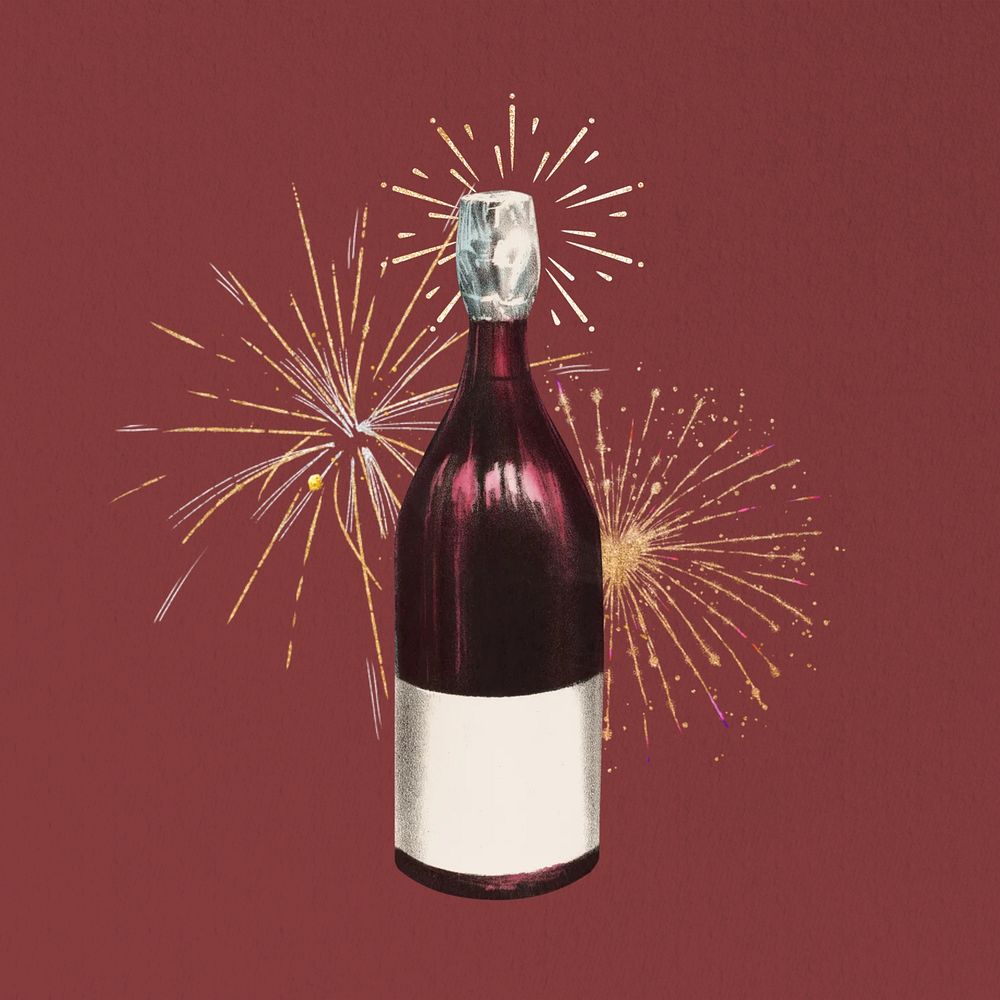 Wine bottle fireworks, celebration. Remixed by rawpixel.