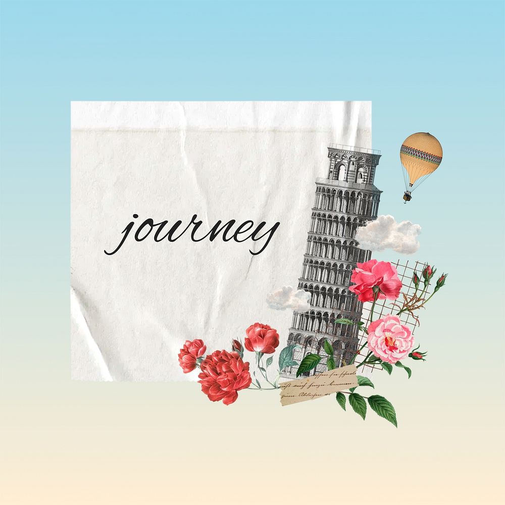 Journey word collage art. Remixed by rawpixel.