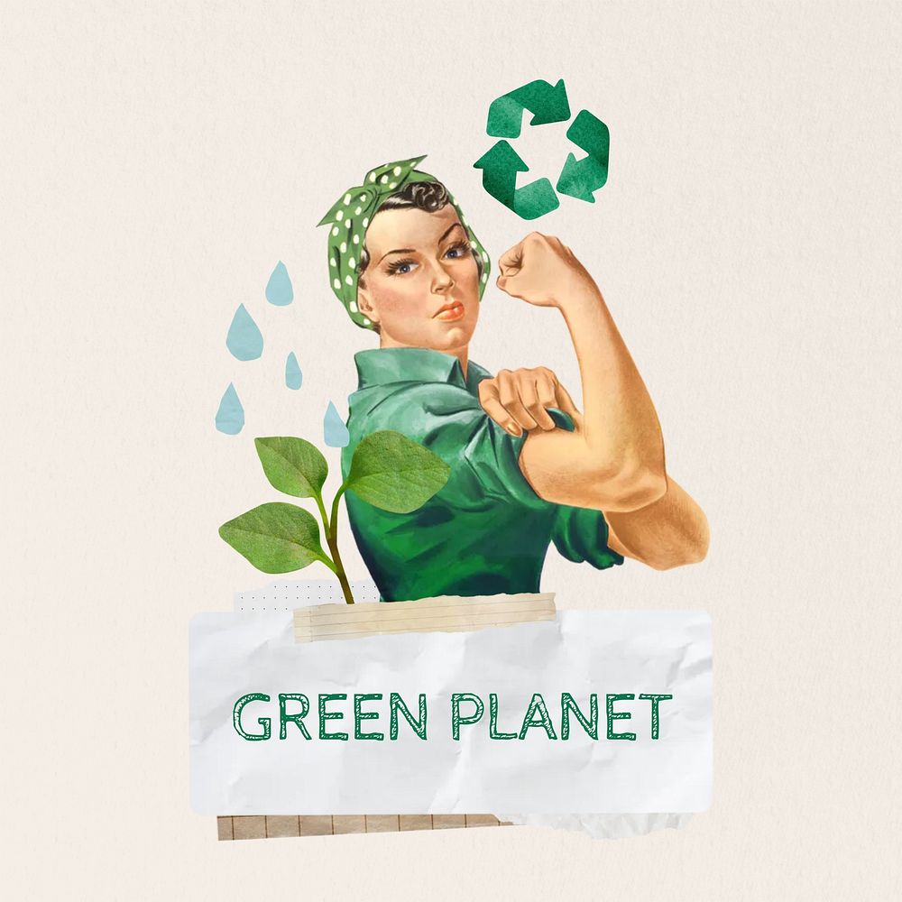 Green planet word collage art. Remixed by rawpixel.