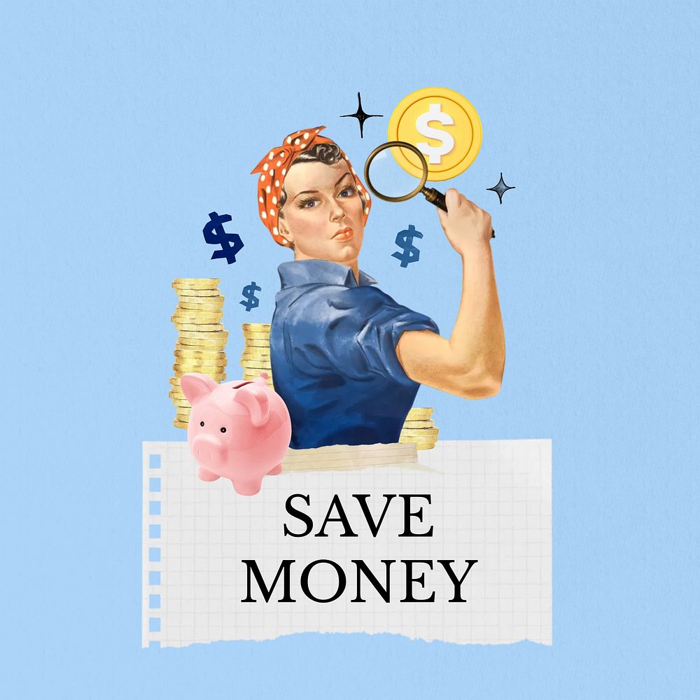 Save money word collage art. Remixed by rawpixel.