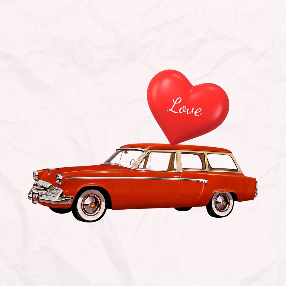 Valentine's celebration car, floating heart | Premium Photo - rawpixel